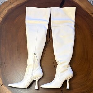 Alias Mae White Leather Over the knee Heeled Boots Size 36 or Size 6